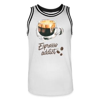 Espresso Addict - Watercolor Coffee Art - Men's Basketball Jersey - white/black - Front - AI Model Male 185 dark (185cm)