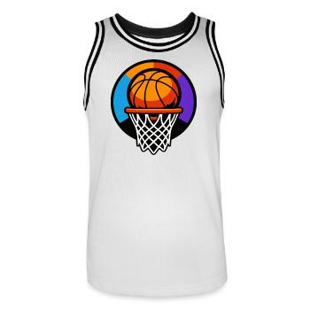 Basketball Hoop Ball Icon Graphic - Men's Basketball Jersey - white/black - Front - AI Model Male 185 dark (185cm)
