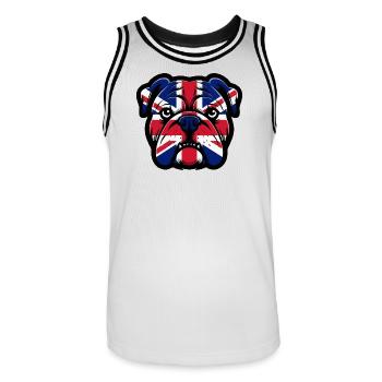 Union Jack Bulldoggen-Porträt - Männer Basketball-Trikot - Weiß/Schwarz - Vorne - AI Model Male 185 dark (185cm)