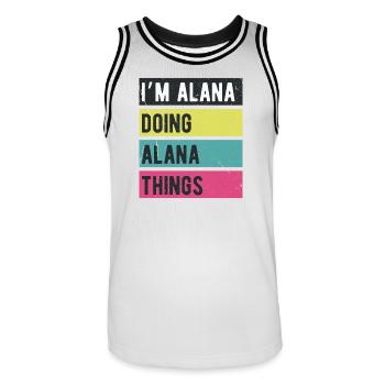 I’m Alana Doing Alana Things Retro Colors - Men's Basketball Jersey - white/black - Front - AI Model Male 185 dark (185cm)