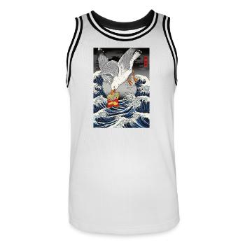 Möwen stiehlt Chips Lustig - Männer Basketball-Trikot - Weiß/Schwarz - Vorne - AI Model Male 185 dark (185cm)