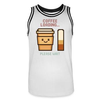 Coffee Loading Pixel Art - Morgenstart mit Charme - Männer Basketball-Trikot - Weiß/Schwarz - Vorne - AI Model Male 185 dark (185cm)