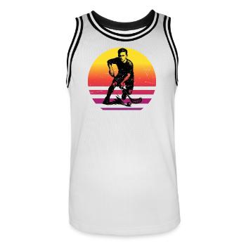 Ich liebe Floorball cooles Motiv für Unihockey - Männer Basketball-Trikot - Weiß/Schwarz - Vorne - AI Model Male 185 dark (185cm)
