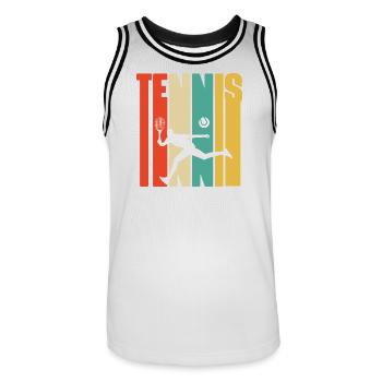 Ich kann nicht, ich habe kein Tennis. - Männer Basketball-Trikot - Weiß/Schwarz - Vorne - AI Model Male 185 dark (185cm)