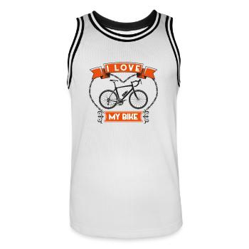 J’aime Mon Vélo – I Love My Bike - Maillot de basket Homme - blanc/noir - Devant - AI Model Male 185 dark (185cm)