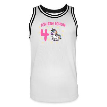 Ich bin Schon Vier Unicorn Geburtstag - Männer Basketball-Trikot - Weiß/Schwarz - Vorne - AI Model Male 185 dark (185cm)
