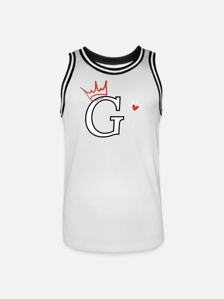 Buchstabe g Kronenherz - Männer Basketball-Trikot - Weiß/Schwarz