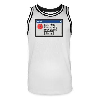 Error 404 - Emotionally Unavailable - Men's Basketball Jersey - white/black - Front - AI Model Male 185 dark (185cm)