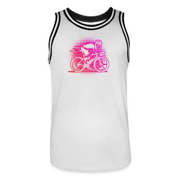 Vélo de route parfait pour tous les vélos de route - Maillot de basket Homme - blanc/noir - Devant - AI Model Male 185 dark (185cm)