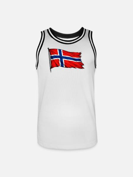 Norwegian flag flowing - Men's Basketball Jersey - white/black
