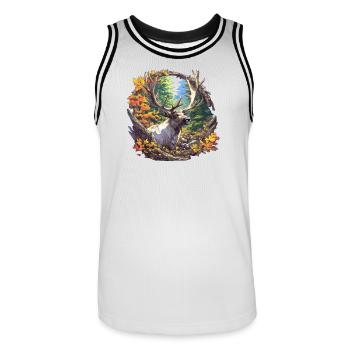 Rentiere Rentier - Männer Basketball-Trikot - Weiß/Schwarz - Vorne - AI Model Male 185 dark (185cm)