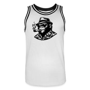 Monkey Smoke - Men's Basketball Jersey - white/black - Front - AI Model Male 185 dark (185cm)