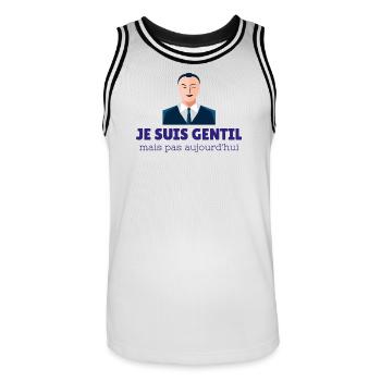 Gentil mais pas aujourd’hui - Maillot de basket Homme - blanc/noir - Devant - AI Model Male 185 dark (185cm)