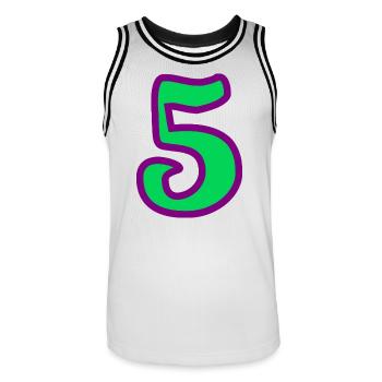 5. JUBILÄUM. 5 JAHRE. 5. JUBILÄUM - Männer Basketball-Trikot - Weiß/Schwarz - Vorne - AI Model Male 185 dark (185cm)