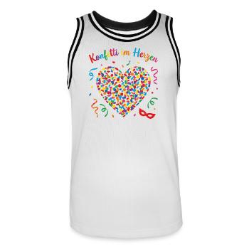 Confettis de carnaval et de carnaval dans le cœur Sweat à capuche à pull - Maillot de basket Homme - blanc/noir - Devant - AI Model Male 185 dark (185cm)