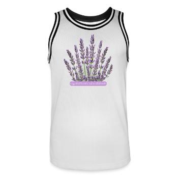 Lavender flowers crazy for lavender - Men's Basketball Jersey - white/black - Front - AI Model Male 185 dark (185cm)