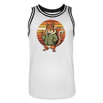 Cooles Eichhörnchen - Winter Retro Design - Männer Basketball-Trikot - Weiß/Schwarz - Vorne - AI Model Male 185 dark (185cm)