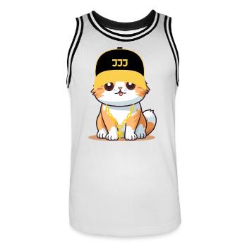 Chat swag - chat cool - Maillot de basket Homme - blanc/noir - Devant - AI Model Male 185 dark (185cm)
