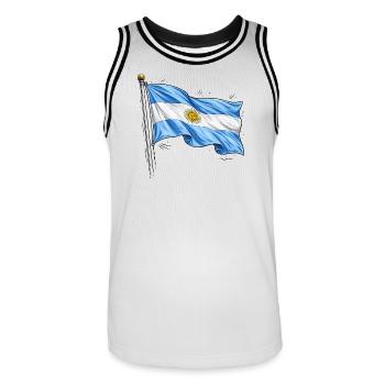 Argentinien Flagge - Männer Basketball-Trikot - Weiß/Schwarz - Vorne - AI Model Male 185 dark (185cm)