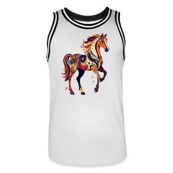 Ornamental Horse Colorful Pattern Abstract Horses Artwork - Men's Basketball Jersey - white/black - Front - AI Model Male 185 dark (185cm)