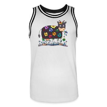 Cow - Men's Basketball Jersey - white/black - Front - AI Model Male 185 dark (185cm)