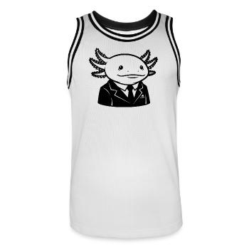 Axolotl en costume – Design Business Tier - Maillot de basket Homme - blanc/noir - Devant - AI Model Male 185 dark (185cm)