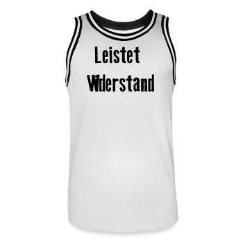 Leistet_wiederstand  - Männer Basketball-Trikot - Weiß/Schwarz - Vorne - AI Model Male 185 dark (185cm)