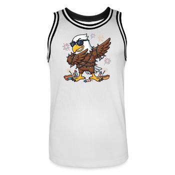 Drôle d’aigle en dab pour le 4 juillet - Maillot de basket Homme - blanc/noir - Devant - AI Model Male 185 dark (185cm)