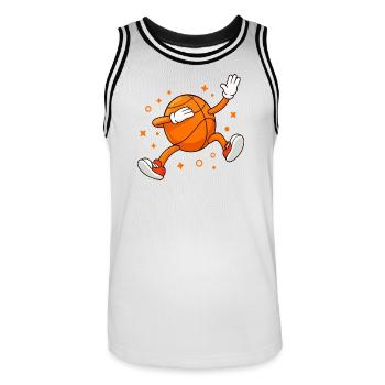 Lustiger Basketball-Maskottchen-Cartoonspieler - Männer Basketball-Trikot - Weiß/Schwarz - Vorne - AI Model Male 185 dark (185cm)