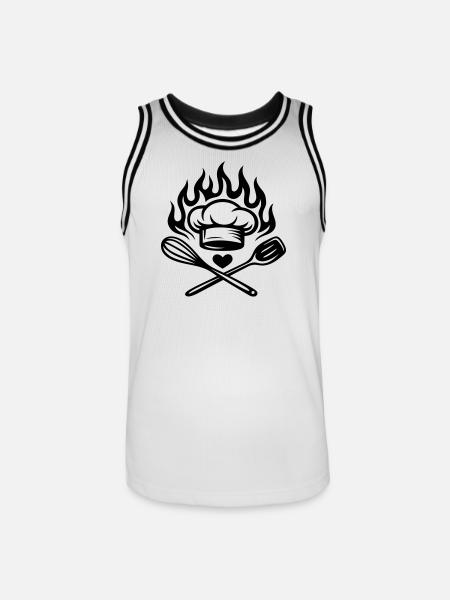 Cooking with heart and flame - Küchenliebe - Men's Basketball Jersey - white/black