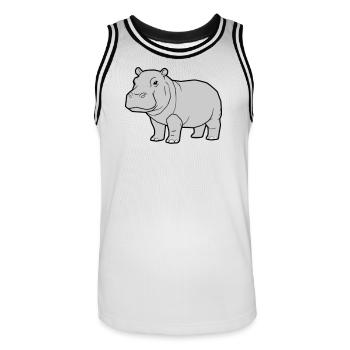 Nilpferd Stehend Comic Tier Zoo - Männer Basketball-Trikot - Weiß/Schwarz - Vorne - AI Model Male 185 dark (185cm)
