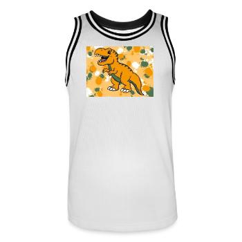T-Rex Dino - Maillot de basket Homme - blanc/noir - Devant - AI Model Male 185 dark (185cm)