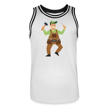 Working Hero Craftsman - Men's Basketball Jersey - white/black - Front - AI Model Male 185 dark (185cm)
