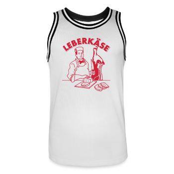Lustiger Metzger Leberkäse Bayrischer Döner - Männer Basketball-Trikot - Weiß/Schwarz - Vorne - AI Model Male 185 dark (185cm)