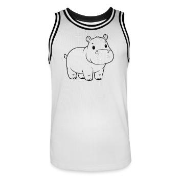 Süßes Baby Nilpferd Comic Outline - Männer Basketball-Trikot - Weiß/Schwarz - Vorne - AI Model Male 185 dark (185cm)