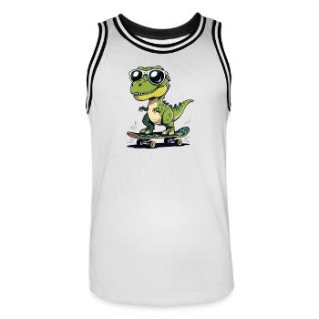 Skater alligator with sunglasses - Men's Basketball Jersey - white/black - Front - AI Model Male 185 dark (185cm)