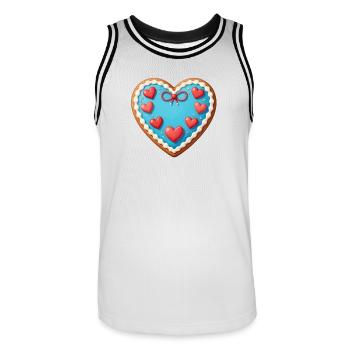 Mother's Day Gift Mother's Day Gift Idea - Men's Basketball Jersey - white/black - Front - AI Model Male 185 dark (185cm)