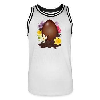 Schokoladen-Osterei mit Blumen und Vanille - Männer Basketball-Trikot - Weiß/Schwarz - Vorne - AI Model Male 185 dark (185cm)