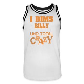 first name Billy - Men's Basketball Jersey - white/black - Front - AI Model Male 185 dark (185cm)
