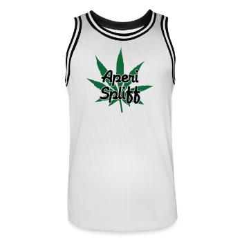 Aperi Spliff - Cannabis - Weed - Maillot de basket Homme - blanc/noir - Devant - AI Model Male 185 dark (185cm)