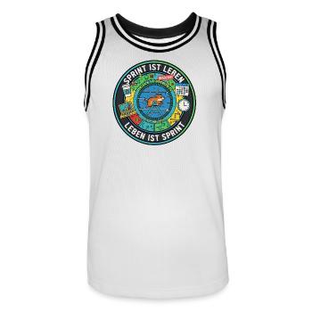 Sprint is life: Agile zombies in the hamster wheel - Men's Basketball Jersey - white/black - Front - AI Model Male 185 dark (185cm)