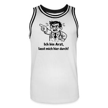 Ich bin Arzt lasst mich hier durch! - Männer Basketball-Trikot - Weiß/Schwarz - Vorne - AI Model Male 185 dark (185cm)