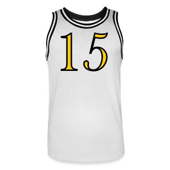 15. 15 ANS. 15e ANNIVERSAIRE. ANNIVERSAIRE 15 ANS. - Maillot de basket Homme - blanc/noir - Devant - AI Model Male 185 dark (185cm)