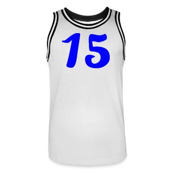 15. 15 ANS. 15e ANNIVERSAIRE. ANNIVERSAIRE 15 ANS. - Maillot de basket Homme - blanc/noir - Devant - AI Model Male 185 dark (185cm)