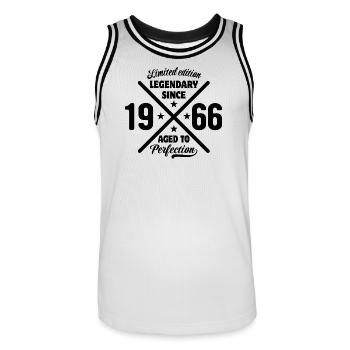 Limited Edition 1966 | Geburtstag Geschenk - Männer Basketball-Trikot - Weiß/Schwarz - Vorne - AI Model Male 185 dark (185cm)
