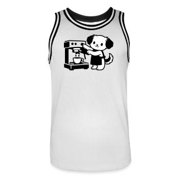 Le chien barista est super mignon - Maillot de basket Homme - blanc/noir - Devant - AI Model Male 185 dark (185cm)