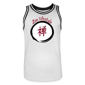 Lifestyle Zen Kanji Circular - Men's Basketball Jersey - white/black - Front - AI Model Male 185 dark (185cm)