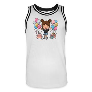 Happy Birthday Girl - Cute Toca game character - Men's Basketball Jersey - white/black - Front - AI Model Male 185 dark (185cm)