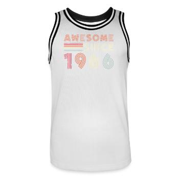 Design anniversaire de Retro Lines 1966 - Maillot de basket Homme - blanc/noir - Devant - AI Model Male 185 dark (185cm)