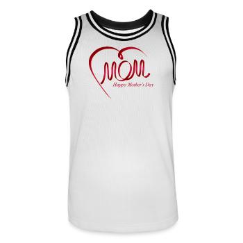 Lien d’amour pour la fête des mères - Maillot de basket Homme - blanc/noir - Devant - AI Model Male 185 dark (185cm)